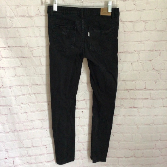 Levi’s 710 Super Skinny Black Distressed Denim Jeans - Size 12 - Picture 4 of 11